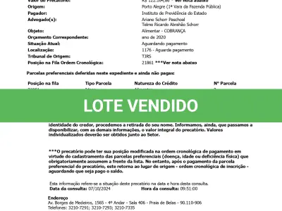 LOTE 006 - CRÉDITO DE PRECATÓRIO ESTADUAL