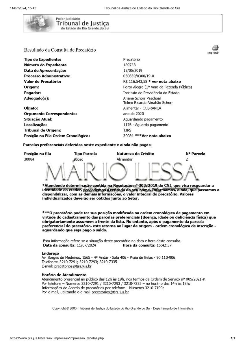 LOTE 006 - CRÉDITO DE PRECATÓRIO ESTADUAL