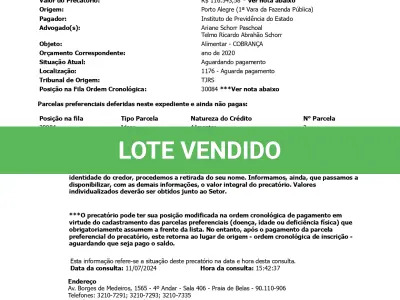 LOTE 006 - CRÉDITO DE PRECATÓRIO ESTADUAL